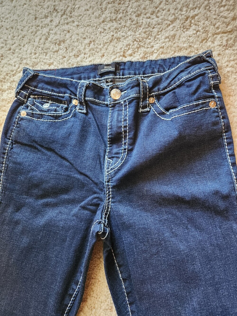 True Religion Women's Dark Blue Becca Mid Rise Bootcut Jeans - Picture 8 of 12